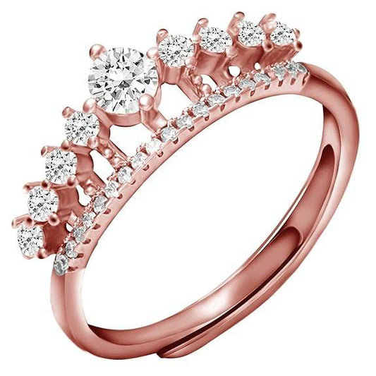 925 Silver Rose Gold Queen's Crown Ring, Adjustable | Gifts for Girlfriend, Gifts for Women and Girls - Rajputtrade