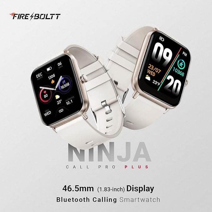 Fire-Boltt Ninja Call Pro Plus Fusion Smart Watch 1.83 inch with Bluetooth Calling (Starlight) - Rajputtrade
