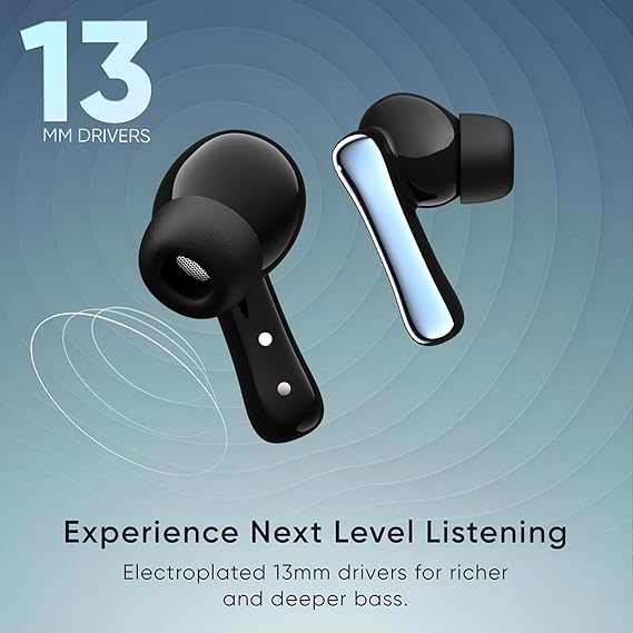 Mivi DuoPods i2 Pro [New Launch], InstaCharge HD Clear Calling Bluetooth in Ear Earbuds, 60 Hours+ Long Playtime (Black) - Rajputtrade