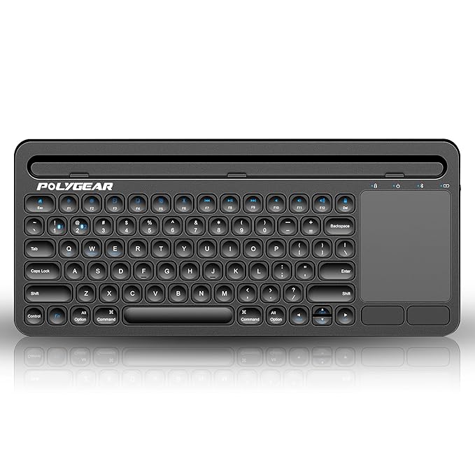 POLYGEAR BTX5050 Stylish Bluetooth Keyboard with touchpad, Multi Device Bluetooth 5.0, Wireless for Laptop, Mobile, iPad with Touchpad, Rechargeable and Portable, Type-C Charging - Rajputtrade