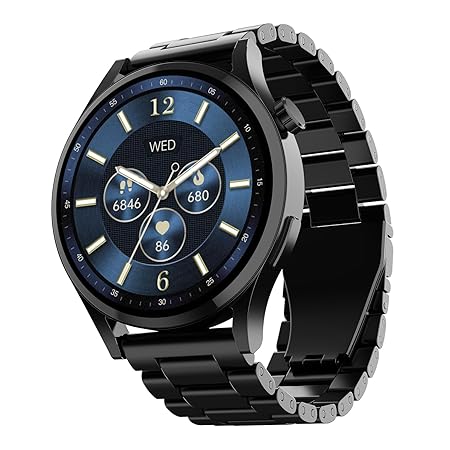 boAt Lunar Embrace w/ 1.51" (3.8 cm) AMOLED Display, BT Calling,  Smart Watch for Men & Women(Steel Black)