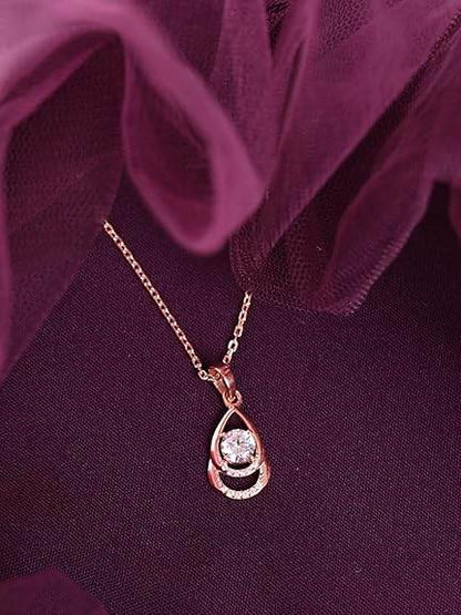 925 Sterling Silver Tosca Pendant Earrings Chain Necklace Jewellery Set | Rose Gold Plated, Swiss Zirconia |Gift for Women and Girls - Rajputtrade
