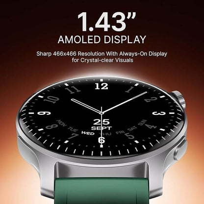 boAt New Launch Ultima Prime smartwatch with 1.43” AMOLED Display, Personalized Fitness Nudges (Green) - Rajputtrade