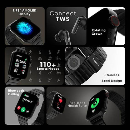 Fire-Boltt Visionary Ultra 1.78" AMOLED, Stainless Steel Luxury Smart Watch, TWS Connection (Black) - Rajputtrade