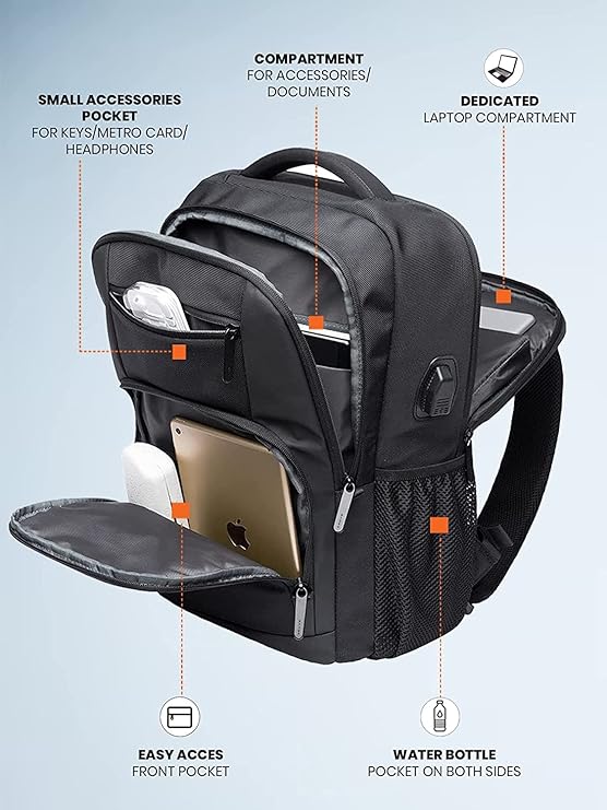 Red Lemon Swiss Cut Design 15.6" Laptop Backpack for Men and Women, Stylish 26L Capacity, USB Charging Port, Anti-Theft Pocket & Accessories Organizer - Rajputtrade
