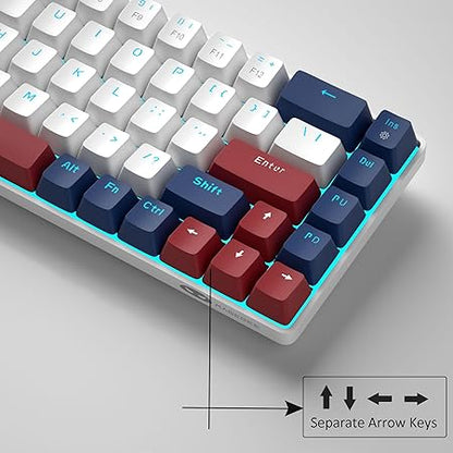 MageGee Portable 60% Mechanical Gaming Keyboard, MK-Box LED Backlit Compact 68 Keys Mini Wired Office Keyboard with Red Switch for Windows Laptop PC Mac - White/Blue - Rajputtrade