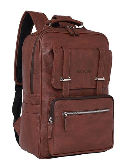 FUR JADEN Vegan Leather Stylish 15.6 Inch Laptop Backpack Travel Weekender Bag For Men Women - Rajputtrade