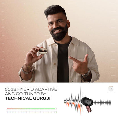 boAt Nirvana Zenith Pro (2025), 50dB Hybrid Adaptive ANC, Spatial Audio, Hi-Res Audio LDAC, 6Mics AI-ENx, 80 Hrs Battery, Bluetooth Earbuds, TWS Ear Buds Wireless Earphones with mic (Crimson Red)