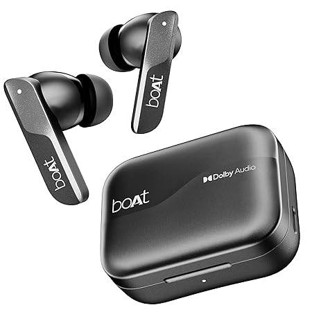 Boat Airdopes 800, Dolby Audio, Adaptive EQ by Mimi, 4Mics AI ENx, App Support, Fast Charge, Low Latency, IPX5, v5.3 Bluetooth Earbuds, TWS Ear Buds Wireless Earphones with mic (Interstellar Black) - Rajputtrade