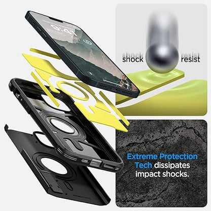 Spigen Tough Armor MagFit Back Cover Case Compatible with iPhone 14 (TPU + Poly Carbonate | Black)