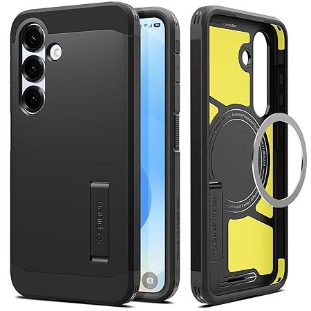 Spigen Tough Armor (AI) MagFit for Samsung Galaxy S25 Case, Galaxy S25 Back Cover (2025) - TPU+Poly Carbonate｜Black