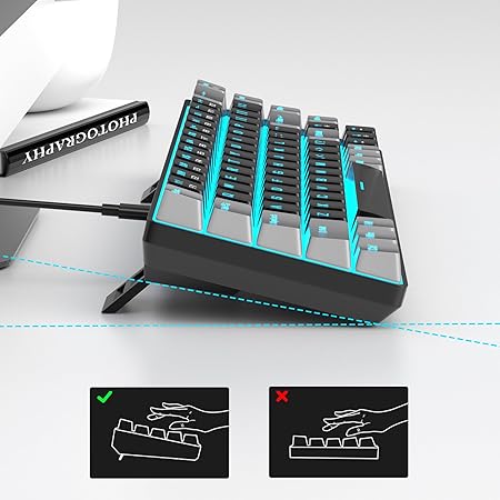 MageGee Portable 60% Mechanical Gaming Keyboard, MK-Box LED Backlit Compact 68 Keys Mini Wired Office Keyboard with Red Switch for Windows Laptop PC Mac - Black/Grey - Rajputtrade