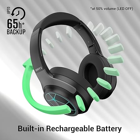 ZEBRONICS Envy 2, Wireless Over Ear Headphone, ENC, Upto 65* Hours Playback - Rajputtrade
