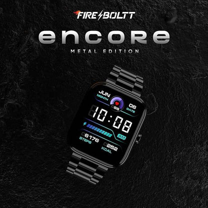 Fire-Boltt Encore Stainless Steel Smart Watch with 1.83” Full Touch Screen Display (Black) - Rajputtrade