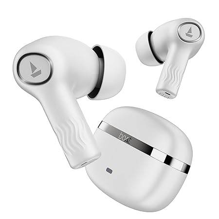 Boat Nirvana Ion, 120HRS Battery, Crystal Bionic Sound w/Dual EQ Modes, 4Mics ENx, App Support, Low Latency, IPX4, v.5.2 Bluetooth Earbuds, TWS Ear Buds Wireless Earphones with mic (Ivory White) - Rajputtrade