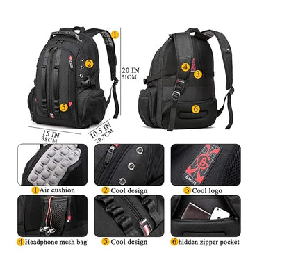 Red Lemon Swisslook Polyester Bange Series 45L 15.6-inch Laptop Bags Backpack for Men and Women Semi Waterproof USB with Anti Theft Pocket Travel Backpack - Rajputtrade