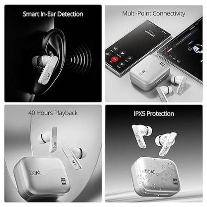 boAt Airdopes 800 HiDef, Hi-Res Audio LDAC, 4Mic ENx, App Support, ASAP Charge, IPX5, Low Latency, Dual Pairing, BTv5.3, Bluetooth TWS in Ear Earbuds Wireless Earphones (Sterling Silver) - Rajputtrade