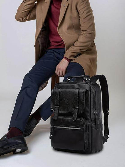 FUR JADEN Vegan Leather Stylish 15.6 Inch Laptop Backpack Travel Weekender Bag For Men Women - Rajputtrade