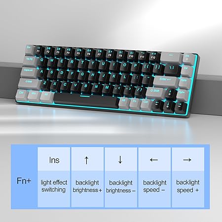 MageGee Portable 60% Mechanical Gaming Keyboard, MK-Box LED Backlit Compact 68 Keys Mini Wired Office Keyboard with Red Switch for Windows Laptop PC Mac - Black/Grey - Rajputtrade