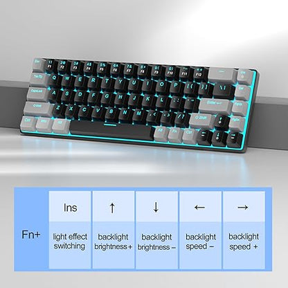 MageGee Portable 60% Mechanical Gaming Keyboard, MK-Box LED Backlit Compact 68 Keys Mini Wired Office Keyboard with Red Switch for Windows Laptop PC Mac - Black/Grey - Rajputtrade