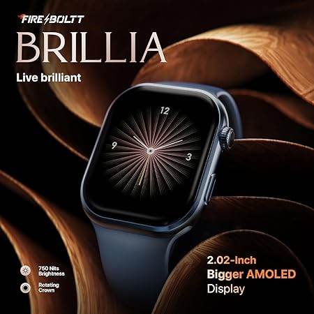 Fire-Boltt Brillia Smart Watch with 51.3mm (2.02 inch) AMOLED Display, Bluetooth Calling, SpO2 (Brillia, Blue) - Rajputtrade