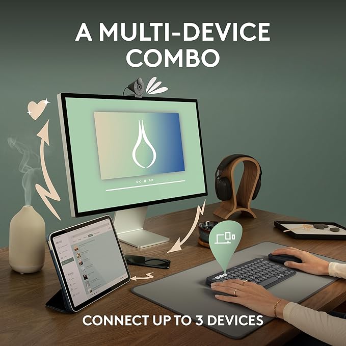 Logitech Pebble 2 Combo, Wireless Keyboard and Mouse, Quiet and Portable, Customisable, Logi Bolt, Bluetooth, Easy-Switch for Windows, macOS, iPadOS, Chrome - Tonal Rose - Rajputtrade