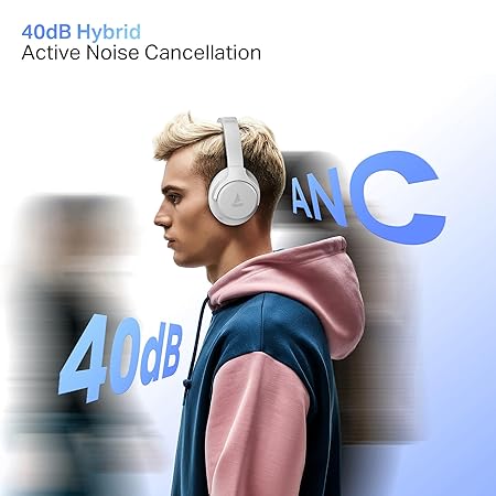 boAt Rockerz 512 ANC,(~40dB) Hybrid ANC, 80H Battery, 40mm Drivers, 40ms Low Latency, ENx Tech,Stream Ad Free Music via App Support, Bluetooth Headphones (3 color options)