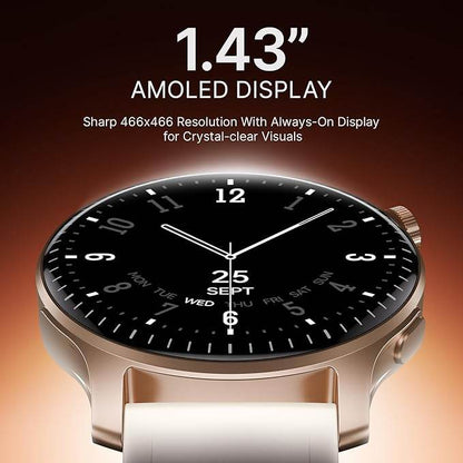 boAt New Launch Ultima Prime smartwatch with 1.43” AMOLED Display, Personalized Fitness Nudges (Rose Gold) - Rajputtrade