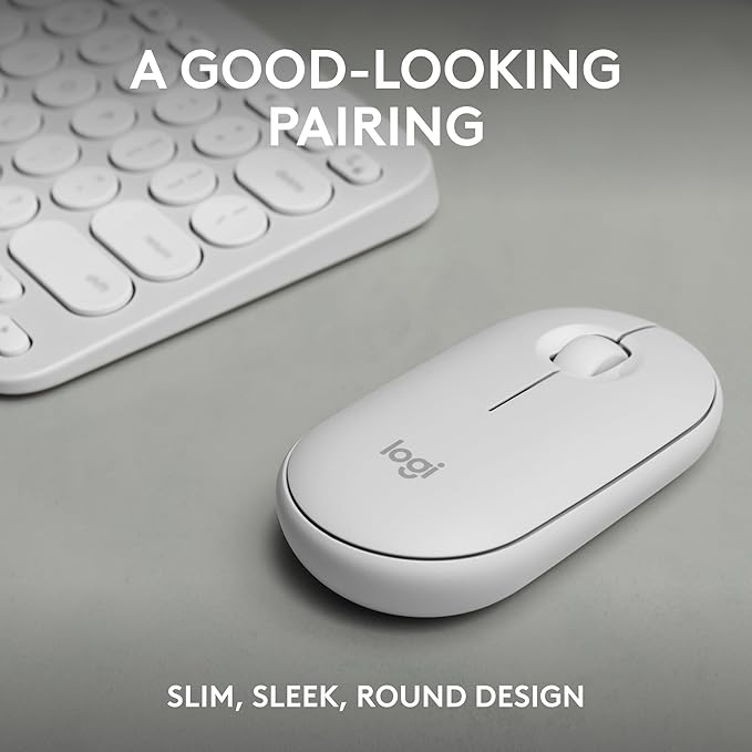Logitech Pebble 2 Combo, Wireless Keyboard and Mouse, Quiet and Portable, Customisable, Logi Bolt, Bluetooth, Easy-Switch for Windows, macOS, iPadOS, Chrome - Tonal White - Rajputtrade