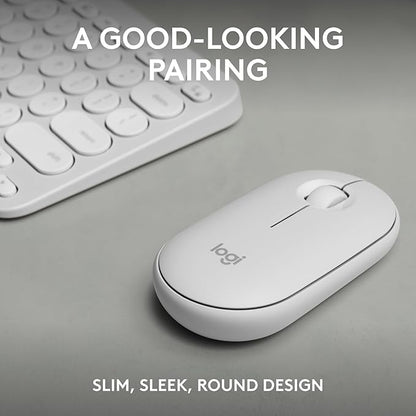 Logitech Pebble 2 Combo, Wireless Keyboard and Mouse, Quiet and Portable, Customisable, Logi Bolt, Bluetooth, Easy-Switch for Windows, macOS, iPadOS, Chrome - Tonal White - Rajputtrade