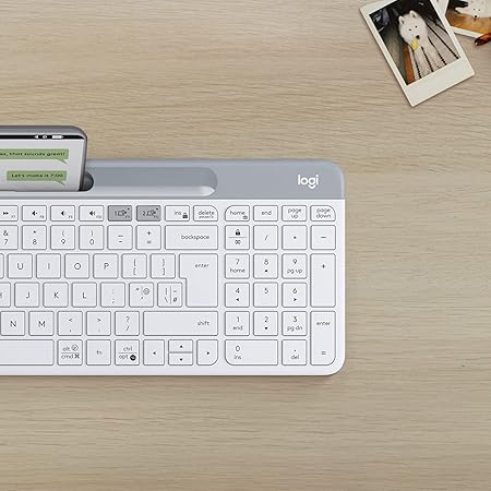 Logitech K580 Slim Multi-Device Wireless Keyboard Bluetooth/Receiver, Compact, Easy Switch, 24 Month Battery, Win/Mac, Desktop, Tablet, Smartphone, Laptop Compatible - White - Rajputtrade