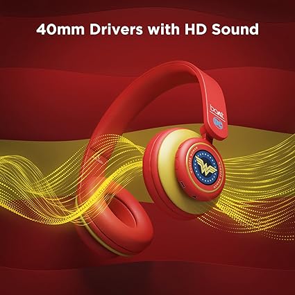 boAt Rockerz 450, 15 HRS Battery, 40mm Drivers, Padded Ear Cushions, Wireless Headphone with Mic (Red)