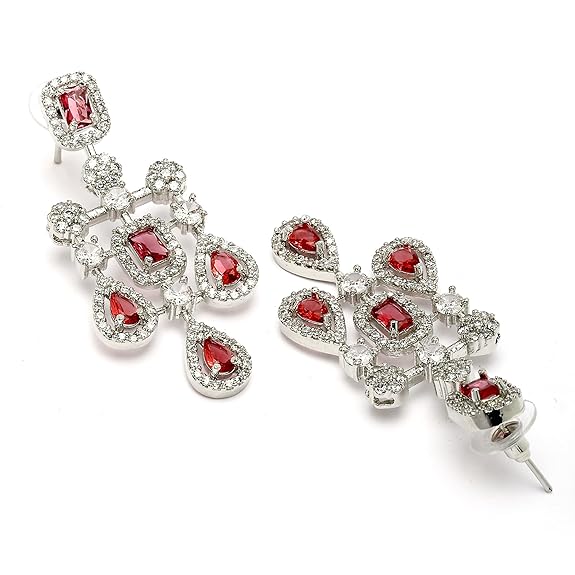 Necklace with Earring Jewellery Set for Girls and Women (Red) - Rajputtrade