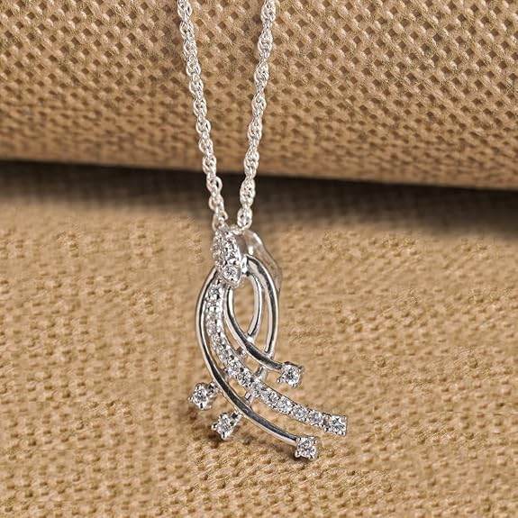 925 Sterling Silver Iris Pendant Earring Chain Jewellery Set | Rhodium Plated, Swiss Zirconia | Gift for Women & Girls - Rajputtrade