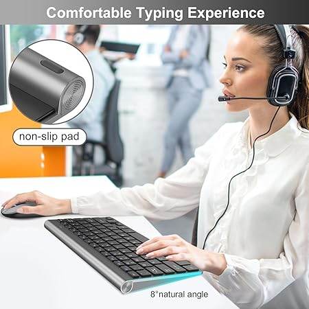 Cimetech Mini Wireless Keyboard and Mouse, 2.4G Slim Keyboard and Ergonomic Mouse Set with 12 Multimedia Shortcuts for Computer, PC, Laptop, Tablet, Desktop, Android SmartTV (Grey) - Rajputtrade