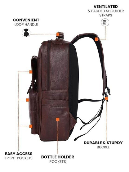 FUR JADEN Vegan Leather Stylish 15.6 Inch Laptop Backpack Travel Weekender Bag For Men Women - Rajputtrade