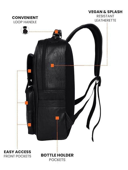 FUR JADEN Vegan Leather Stylish 15.6 Inch Laptop Backpack Travel Weekender Bag For Men Women - Rajputtrade