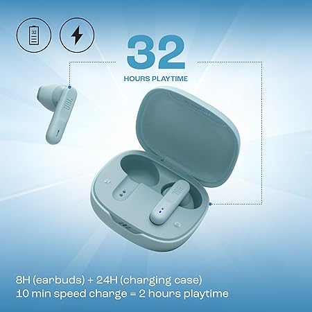 JBL Newly Launched Wave Flex in-Ear Wireless Earbuds TWS with Mic,App for Custom Extra Bass EQ, 32Hrs Battery (Mint) - Rajputtrade