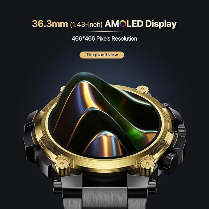 Fire-Boltt Dominian 36.3mm (1.43 inch) AMOLED Display, IP67, Weather Updates (Black Gold) - Rajputtrade