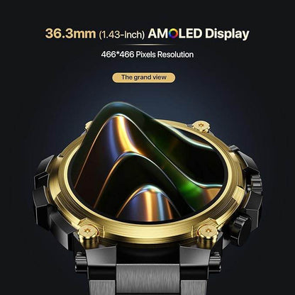 Fire-Boltt Dominian 36.3mm (1.43 inch) AMOLED Display, IP67, Weather Updates (Black Gold) - Rajputtrade