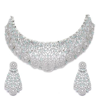 Choker Necklace with Earrings Jewellery Set with Girls and Women (Lime Green) - Rajputtrade