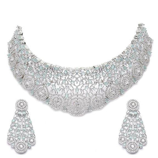 Choker Necklace with Earrings Jewellery Set with Girls and Women (Lime Green) - Rajputtrade