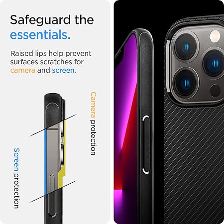 Spigen Mag Armor Back Cover Case Compatible with iPhone 13 Pro (TPU | Matte Black)