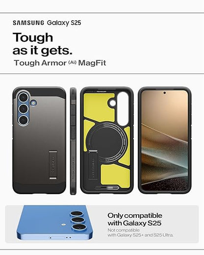 Spigen Tough Armor (AI) MagFit for Samsung Galaxy S25 Case, Galaxy S25 Back Cover - Gunmetal