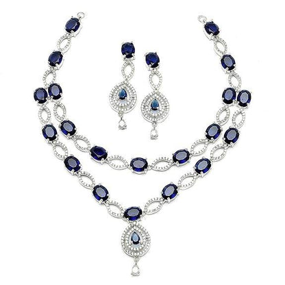 Abstract Necklace With Earrings Jewellery Set For Girls and Women (Blue) - Rajputtrade