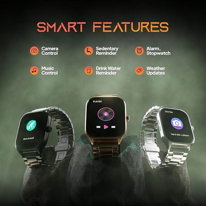 Fire-Boltt Solaris 1.78” AMOLED Always-on Display with 368 * 448 px Resolution, IP68 Water-Resistant (Silver) - Rajputtrade