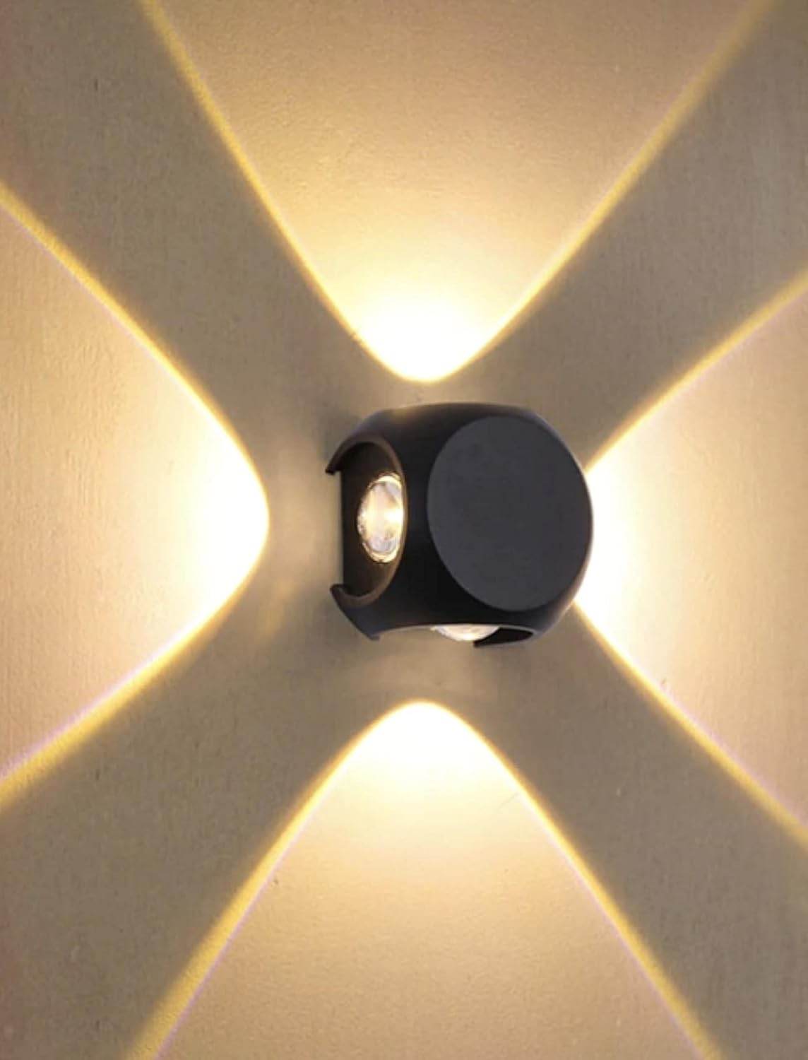 4 Way Oval Up Down LED Outdoor Waterproof IP65 Exterior Wall Step Light Fixture Lamp (Warm White, Black Body) 8 Watts,Aluminium - Rajputtrade