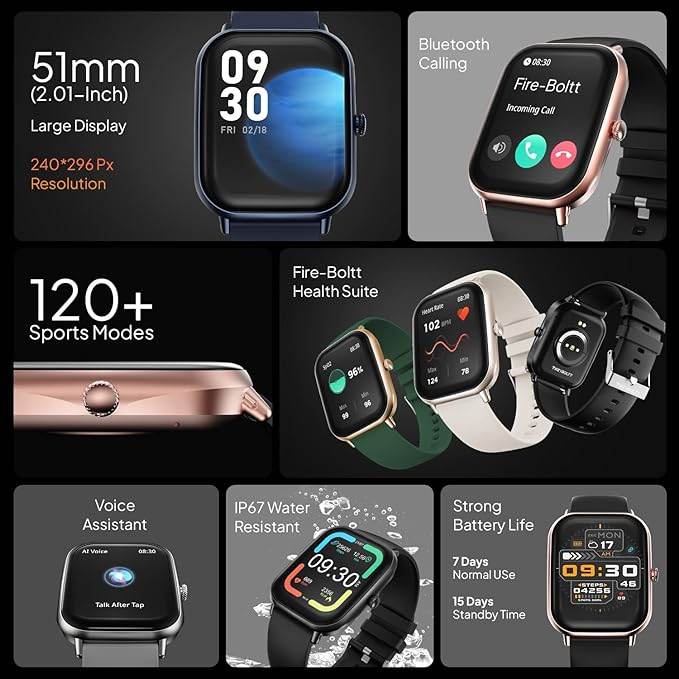 Fire-Boltt Newly Launched Ninja Call Pro Max Flair Smart Watch 2.01 inch Display (Starlight) - Rajputtrade