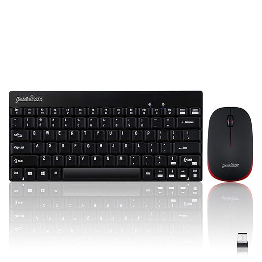 Perixx PERIDUO-712, Wireless Mini Keyboard and Mouse Combo - Nano Receiver - Black - Rajputtrade