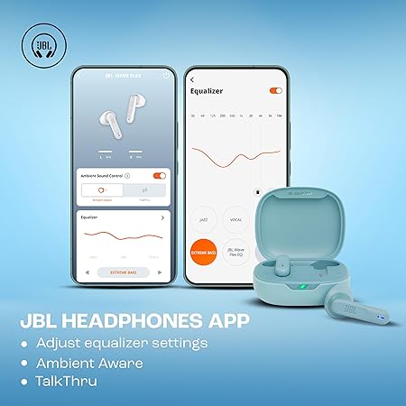 JBL Newly Launched Wave Flex in-Ear Wireless Earbuds TWS with Mic,App for Custom Extra Bass EQ, 32Hrs Battery (Mint) - Rajputtrade